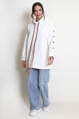 Button Sleeve Oversized Hoodie