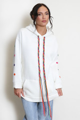 Button Sleeve Oversized Hoodie