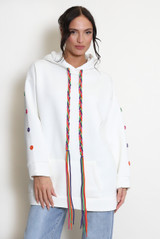 Button Sleeve Oversized Hoodie