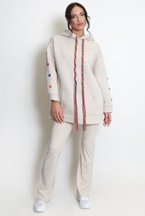 Button Sleeve Oversized Hoodie
