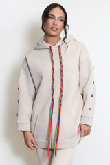 Button Sleeve Oversized Hoodie