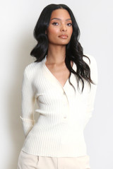 Ribbed Button Front Jumper