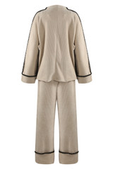 Contrast Seam Knitted Loungewear Set