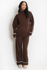 Contrast Seam Knitted Loungewear Set