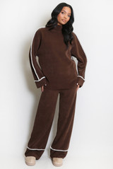 Contrast Seam Knitted Loungewear Set