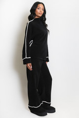 Contrast Seam Knitted Loungewear Set