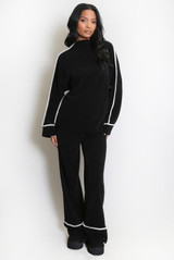 Contrast Seam Knitted Loungewear Set