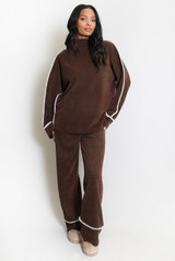 Contrast Seam Knitted Loungewear Set