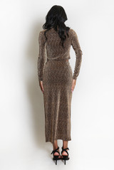 Embellished Mock Neck Crop Top And Midi Skirt
