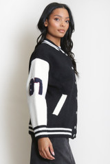 Bear Motif Varsity Jacket