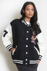 Bear Motif Varsity Jacket