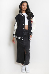 Bear Motif Varsity Jacket