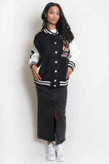 Bear Motif Varsity Jacket