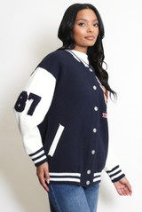 Bear Motif Varsity Jacket