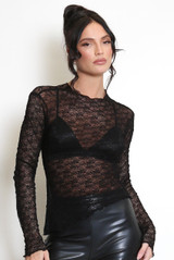 Long Sleeve Sheer Floral Lace Top