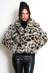 Leopard Faux Fur Lapel Jacket