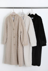 Cable Look Faux Fur Long Coat
