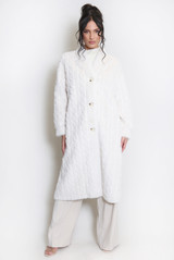Cable Look Faux Fur Long Coat