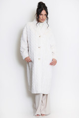 Cable Look Faux Fur Long Coat