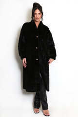 Cable Look Faux Fur Long Coat