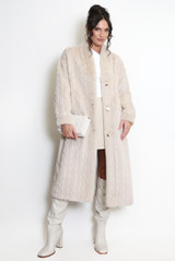 Cable Look Faux Fur Long Coat