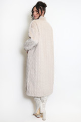 Cable Look Faux Fur Long Coat