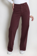 Burgundy Mid Rise Denim Jeans