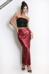 Foil Bias Cut Midi Skirt Foil Bias Cut Midi Skirt