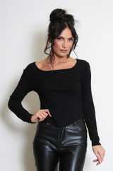 Dip Hem Wide Neck Top