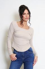 Dip Hem Wide Neck Top