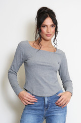 Dip Hem Wide Neck Top