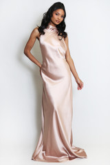 Satin Halter Neck Maxi Dress