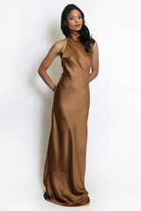 Satin Halter Neck Maxi Dress