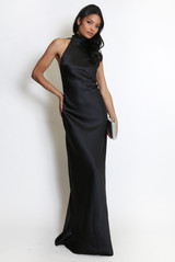 Satin Halter Neck Maxi Dress
