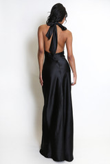 Satin Halter Neck Maxi Dress