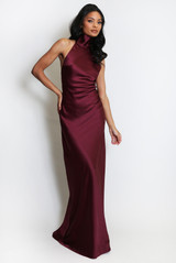 Satin Halter Neck Maxi Dress