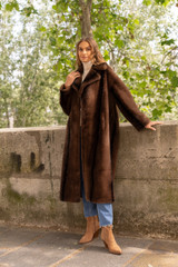 Brown Faux Fur Longline Coat