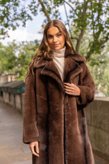 Brown Faux Fur Longline Coat