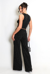 Embellished Sleeveless Crop Top & Trouser Co-Ord