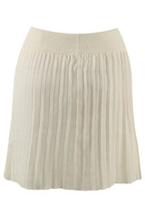 Pleated Fine Knit Mini Skirt With Buttons
