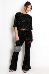 Sequin Quarter Sleeve Croptop