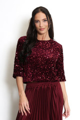 Sequin Quarter Sleeve Croptop