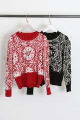 Embellished Printed Fine Knit Jumper