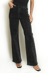 Full Diamante Embellished Wide Fit Jeans