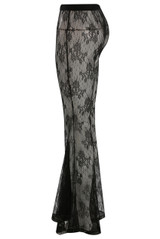 Sheer Mesh Flare Trousers in Black