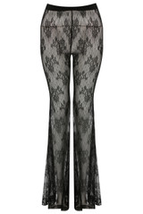 Sheer Mesh Flare Trousers in Black