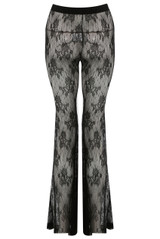 Sheer Mesh Flare Trousers in Black
