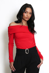 Off Shoulder Gathered Bodysuit