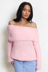 Chunky Soft Bardot Cable Knit Jumper