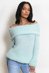 Chunky Soft Bardot Cable Knit Jumper